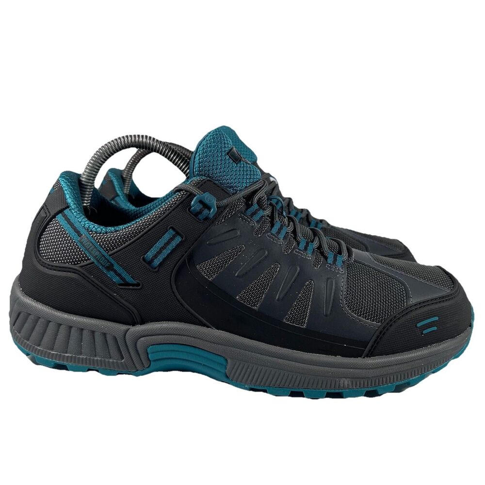 Orthofeet 847 Alma Gray/Teal Waterproof Hiking Trail Shoes Women's 10 Wide